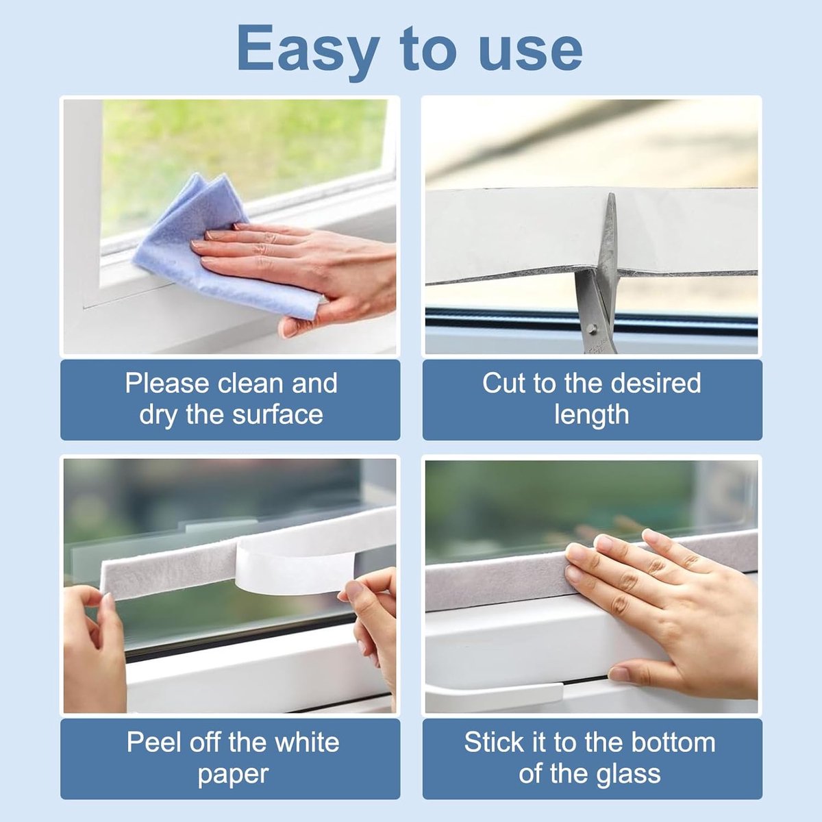 Moisture-resistant strips for windows - 3cm*4m - Absorbing condensation strips for window felt - Absorbent stickers - Self-adhesive strip - Anti-condensation felt pads - Anti-condensation strips for windows - Window glass Water-absorbing Sticker - Moistur