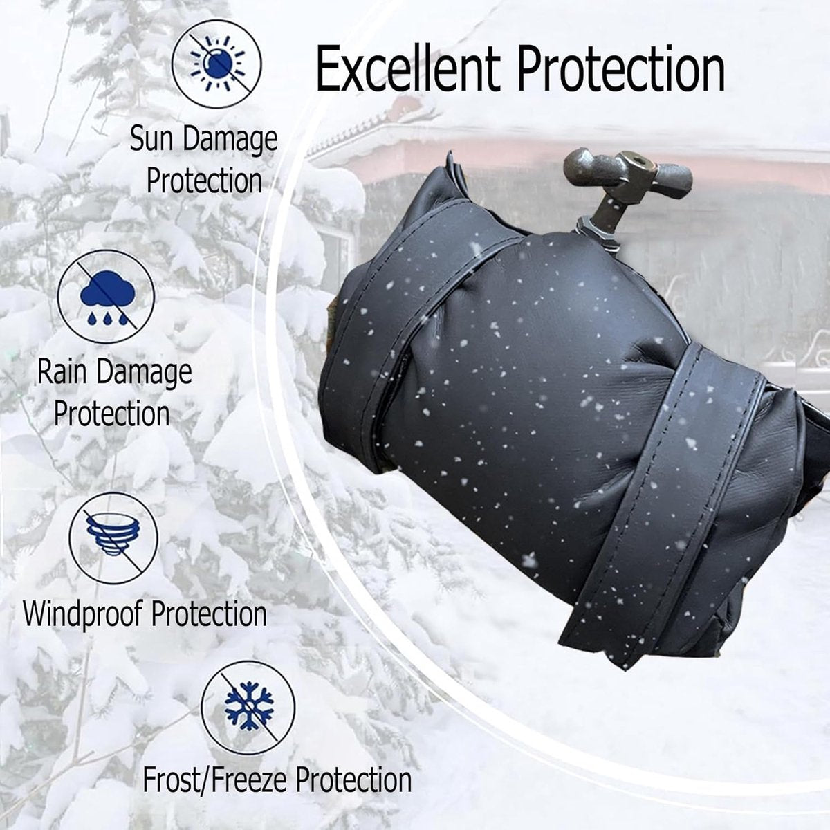 2 Pieces Frost Protection Cover - Tap Freeze Cover - Frost-Free Outdoor Tap Protection Cover - Outdoor Tap Covers - Frost Protection - Outdoor Tap Cover - Frost Protection Facade Tap - Frost Cover - Anti-frost - Waterproof Reusable - Black