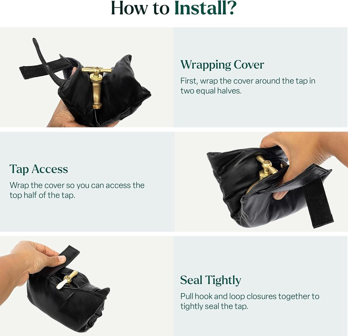 2 Pieces Frost Protection Cover - Tap Freeze Cover - Frost-Free Outdoor Tap Protection Cover - Outdoor Tap Covers - Frost Protection - Outdoor Tap Cover - Frost Protection Facade Tap - Frost Cover - Anti-frost - Waterproof Reusable - Black