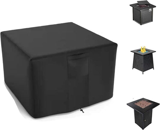 82*82*61 cm - Square Fire Pit Cover - Patio Fireplace Cover - Waterproof Square Outdoor Fire Pit Cover - Barbecue Stove Cover - Dust Cover - Square - Heavy 420D Oxford Fabric - Outdoor Fireplace Cover - Black