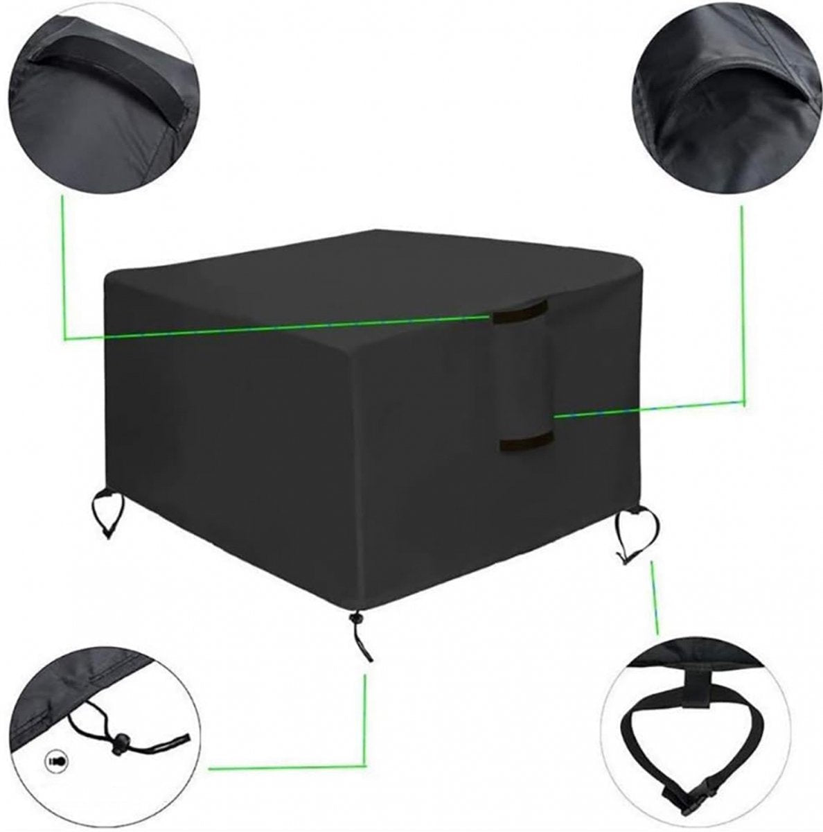 82*82*61 cm - Square Fire Pit Cover - Patio Fireplace Cover - Waterproof Square Outdoor Fire Pit Cover - Barbecue Stove Cover - Dust Cover - Square - Heavy 420D Oxford Fabric - Outdoor Fireplace Cover - Black