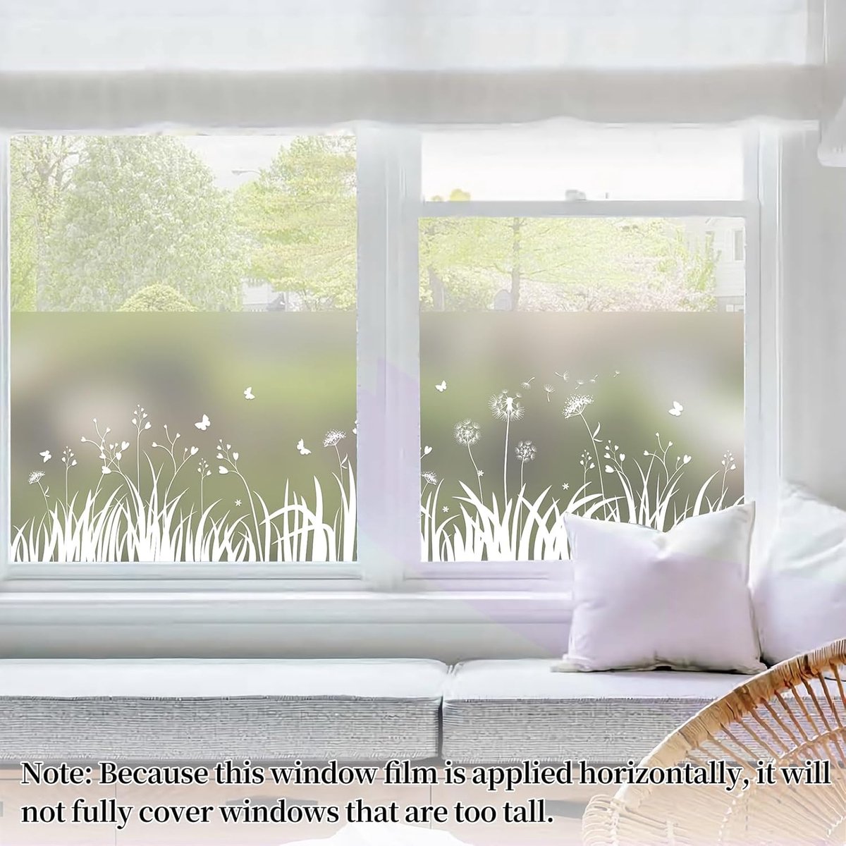 Window Privacy Film - Window Film - Anti-Peek Window Film - Glueless Frosted Privacy Film - Self-Adhesive Window Film - Flower Garden Window Stickers - Static Anti-Peek Window Film - for Kitchen, Bathroom, Window - Blackout Frosted Glass Film - 44 x 200 c
