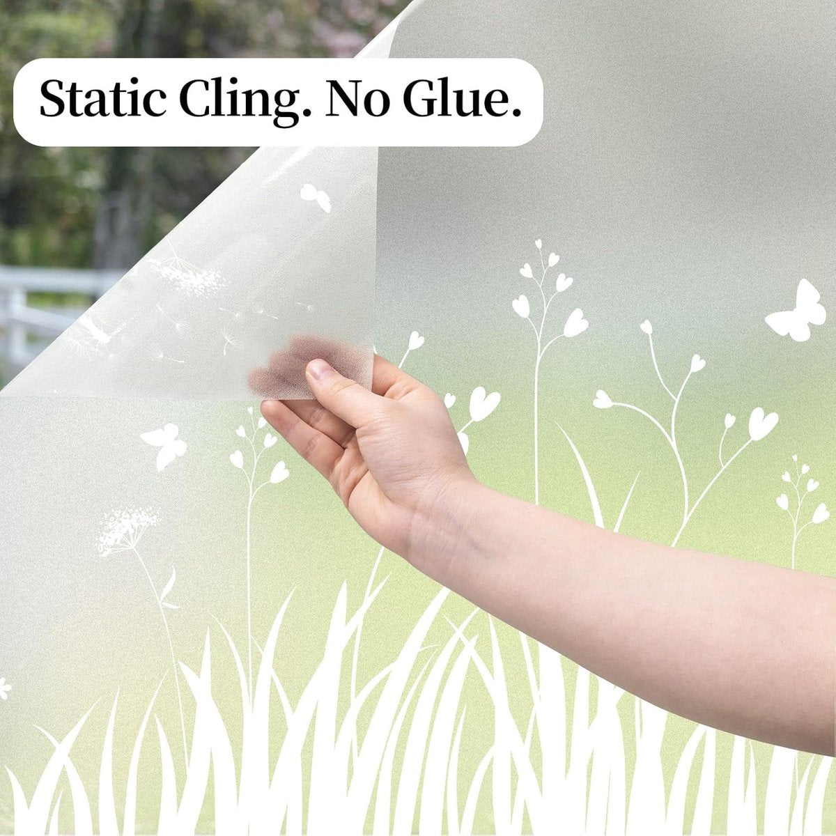 Window Privacy Film - Window Film - Anti-Peek Window Film - Glueless Frosted Privacy Film - Self-Adhesive Window Film - Flower Garden Window Stickers - Static Anti-Peek Window Film - for Kitchen, Bathroom, Window - Blackout Frosted Glass Film - 44 x 200 c