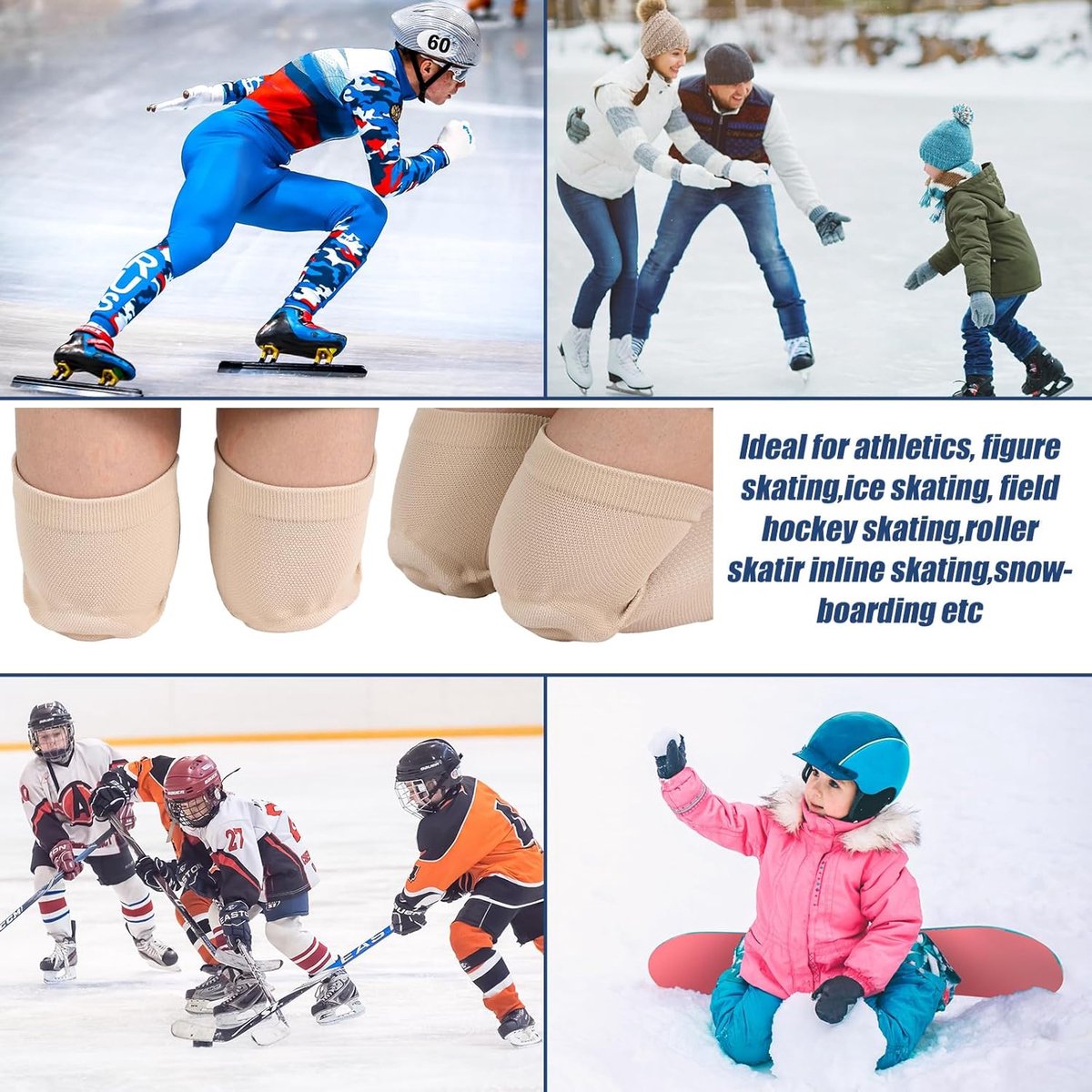 pairs of figure skating knee pads - gel dance knee pads - Knee Arthritis size M - Knee pain - Knee heating - cushioning and support - breathable material for dancing skating women girls men