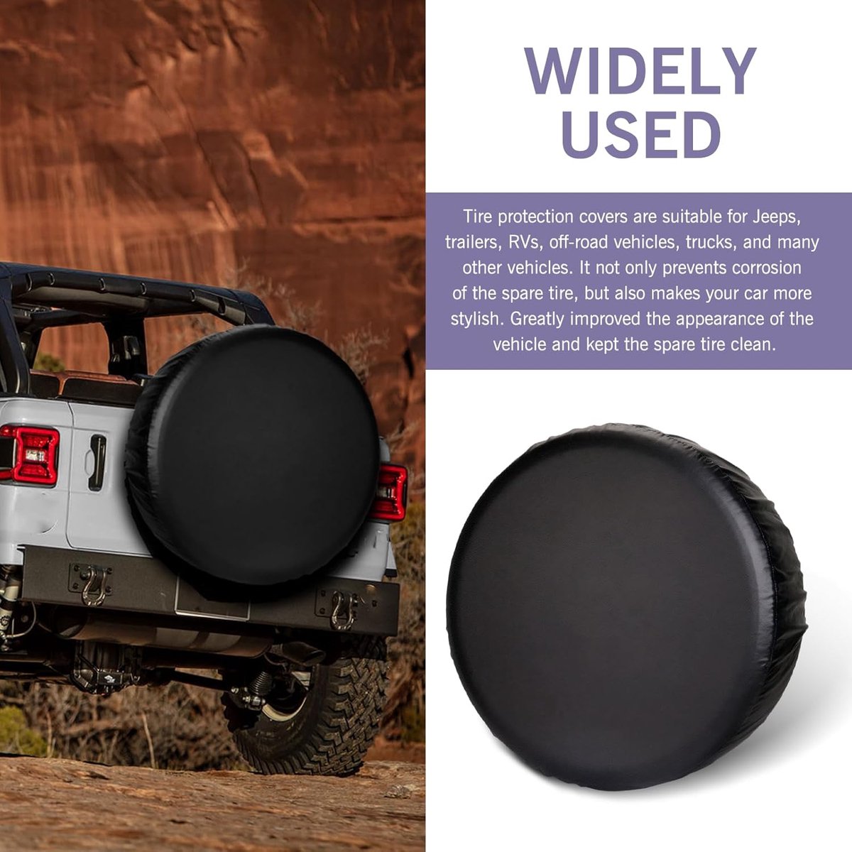 Tire cover - 15 inch - Tire covers - Spare tire cover - Tire dust cover - Spare wheel dust cover - Car tire protective cover - Spare wheel protective cover - Tire storage cover - PVC leather - Dust cover - suitable for tire diameters 70-75 cm - Black