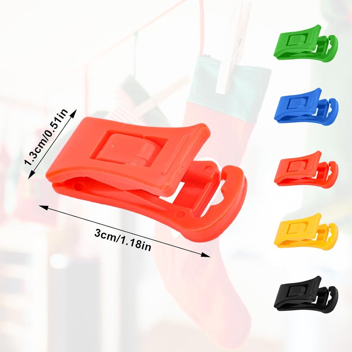 Sock dryer - 50 pieces - Sock clips - Pegs - Colorful sock clips - Plastic sock clamps - Anti-loss drying rack - Sock drying rack - Sock drying rack - Drying carousel - 5 colors