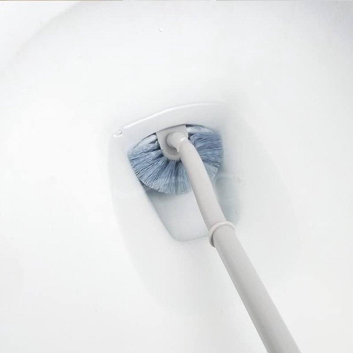 Toilet brush - 2 pieces - Toilet brush - Curved toilet brush - Toilet brush - With handle - Long handle - Universal - for deep cleaning, long plastic handle and flexible bristles - White