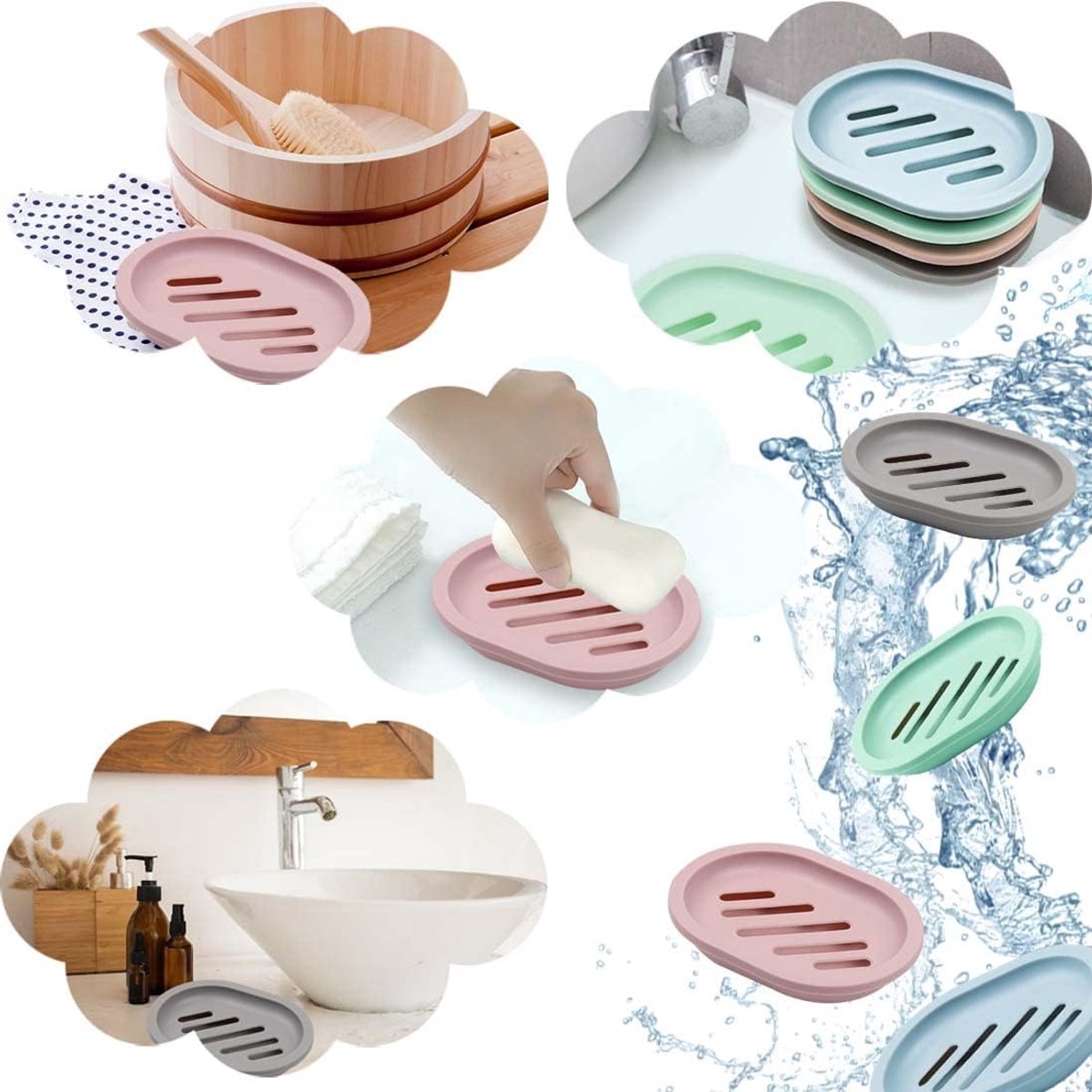 4-Piece Double-Layer Soap Holder - Soap Dish - Soap Holders - for Shower Soap Dish - Small Soap Dish - Portable Bar Soap Case - with Drain - Soap Dish - Plastic Soap Dish - for Bathroom Countertop, Kitchen, Toilet - Bathroom Accessories - Travel Soap Box