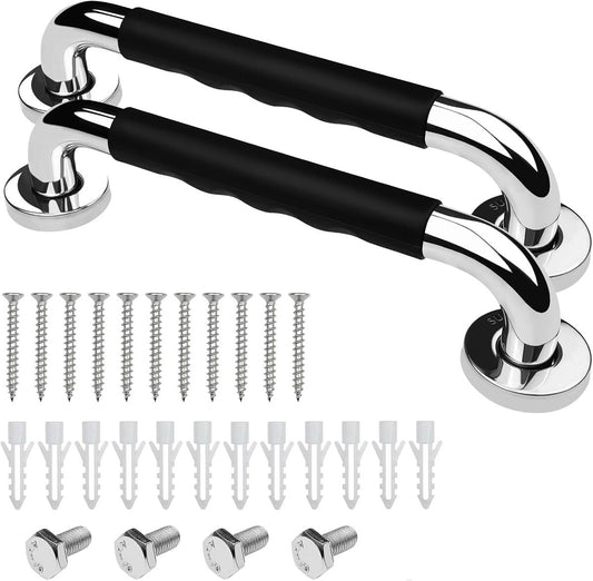 2 Pieces Toilet Grab Bars - 30 cm - Wall Grab Bar - Non-Slip Bathroom Grab Bars - Shower Grab Bars - Non-Slip Grab Bar - Toilet Grab Bar - Bathroom Grab Bars - Extra Grip - Stainless Steel Grab Bar for Shower - Shower Grab Bar - for the Elderly/Disabled/C
