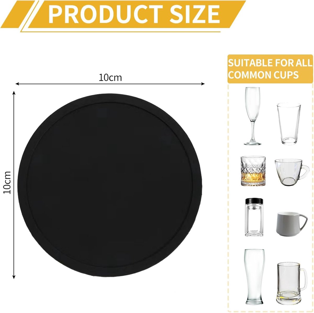 Silicone Coasters with Holder - Set of 20 - Coasters for Glasses - Coaster Set - Non-Slip Black Round Coasters - Insulated Coasters - Absorbent and Heat Resistant - for Bars, Cups, Glasses, Gifts, Table Decorations, Vases