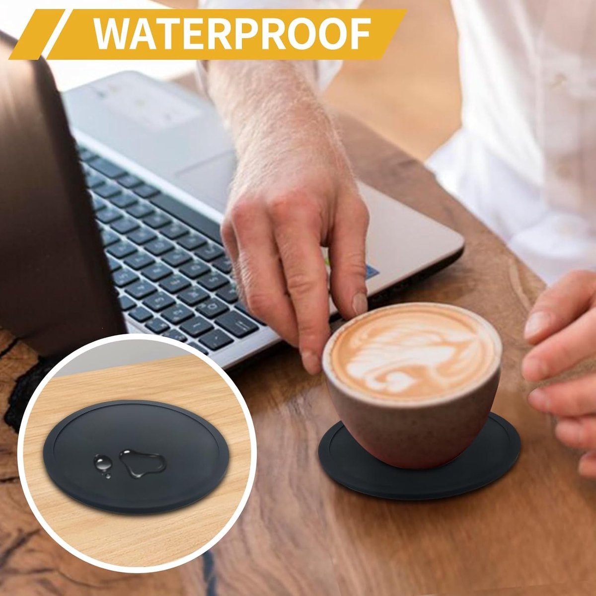 Silicone Coasters with Holder - Set of 20 - Coasters for Glasses - Coaster Set - Non-Slip Black Round Coasters - Insulated Coasters - Absorbent and Heat Resistant - for Bars, Cups, Glasses, Gifts, Table Decorations, Vases