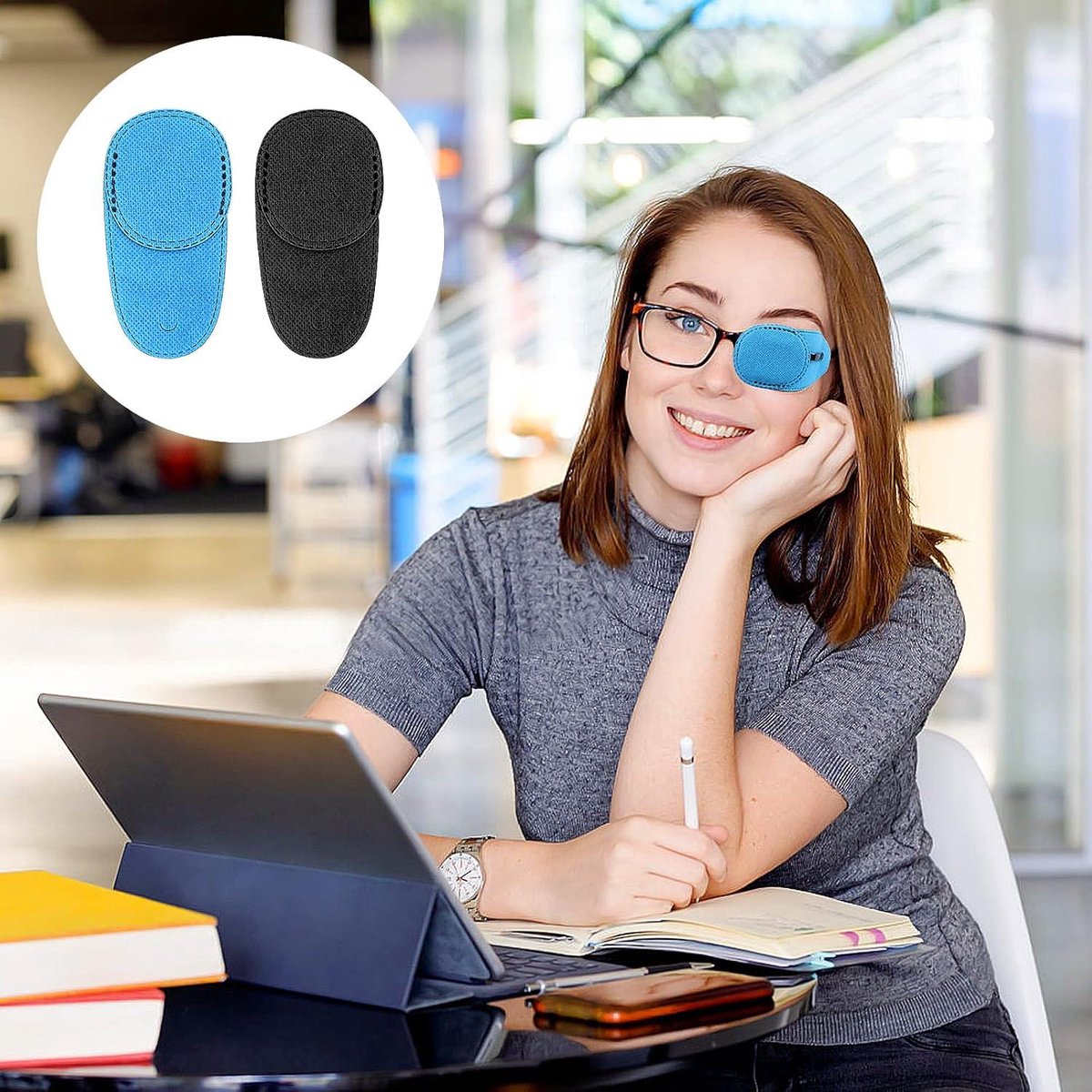 Pack of 12 Eye Patches for Glasses - Reusable Glasses Cases - Non-woven Fabric Eye Patches for Adults and Children - Suitable for lazy eye and strabismus - Left and Right Eye Patch.