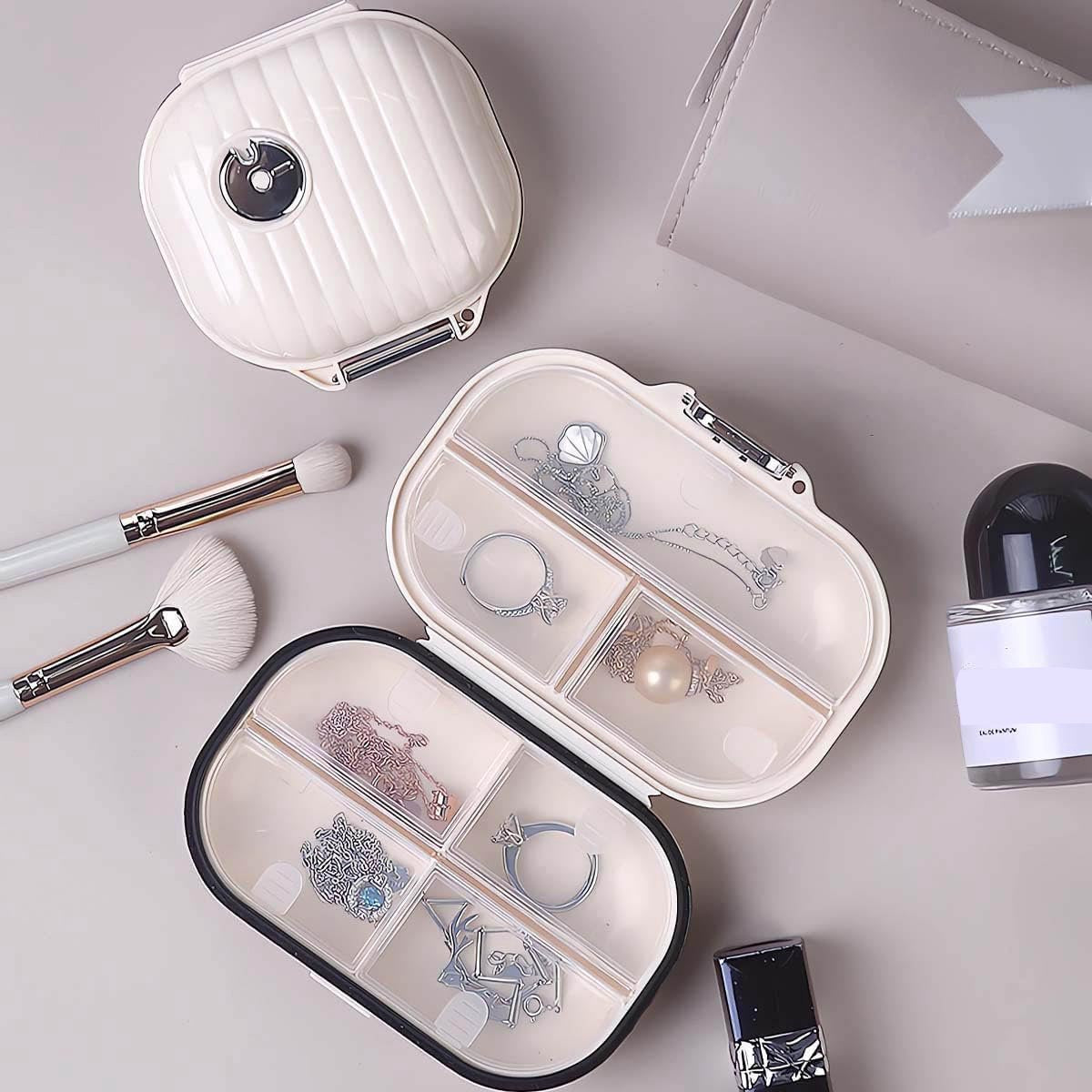 2-Piece 7-Day Pill Box - travel medicine boxes - 7-day medicine box - Medicine box with sturdy closure - Pill box - waterproof - for pills, storage, sorting and more - Pill boxes with 7 compartments - Portable - Large+Small