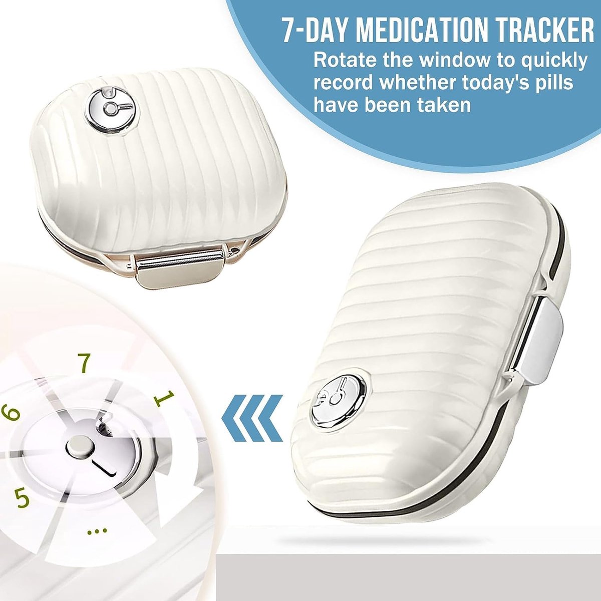 2-Piece 7-Day Pill Box - travel medicine boxes - 7-day medicine box - Medicine box with sturdy closure - Pill box - waterproof - for pills, storage, sorting and more - Pill boxes with 7 compartments - Portable - Large+Small