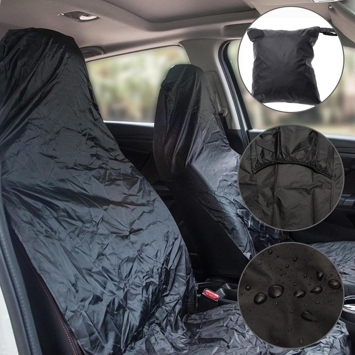 2 pieces - Car seat covers - Seat cover - Universal truck seat cover - Universal car seat covers - Waterproof - Front seat cover - dust cover - with storage bag - 138*56 cm - black