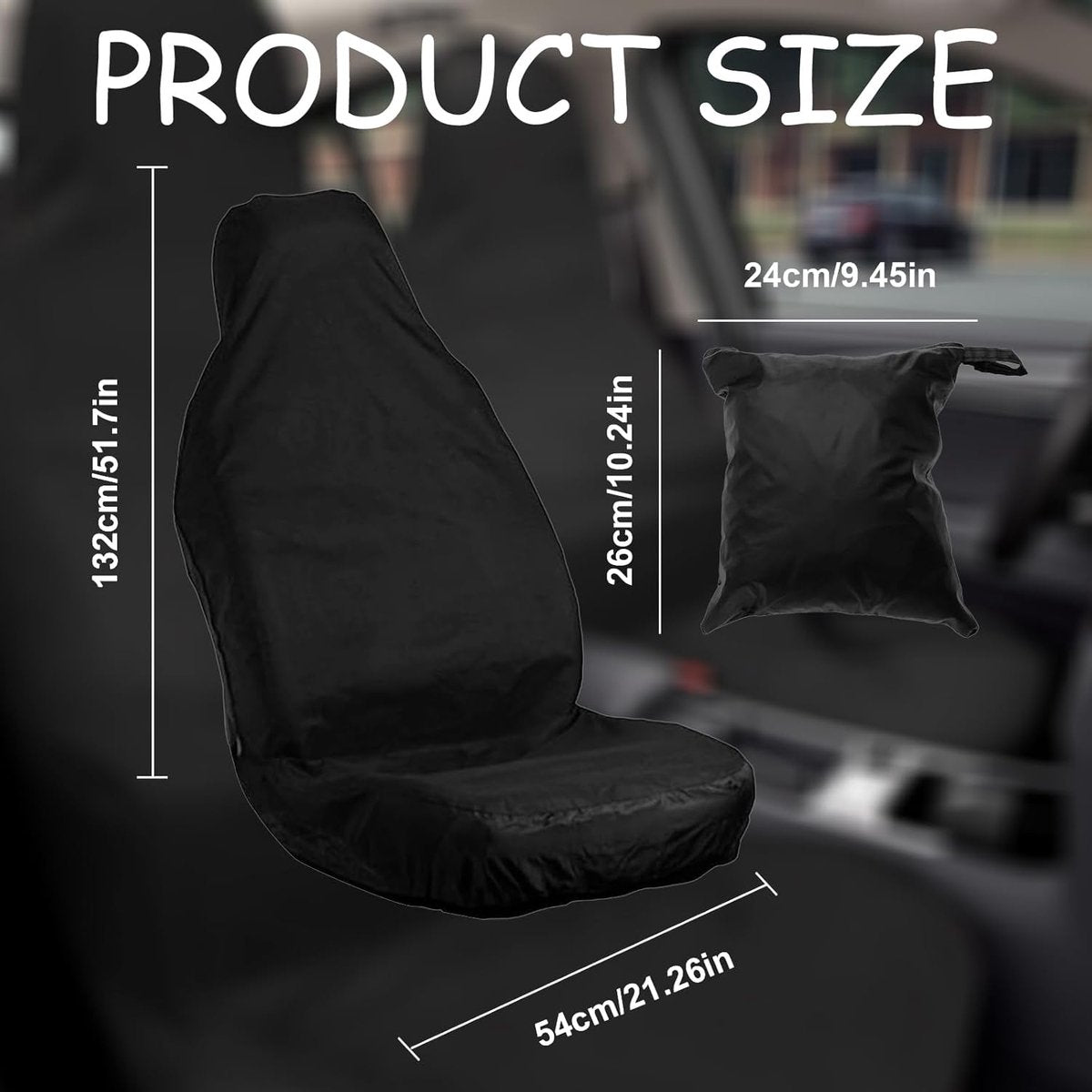 2 pieces - Car seat covers - Seat cover - Universal truck seat cover - Universal car seat covers - Waterproof - Front seat cover - dust cover - with storage bag - 138*56 cm - black