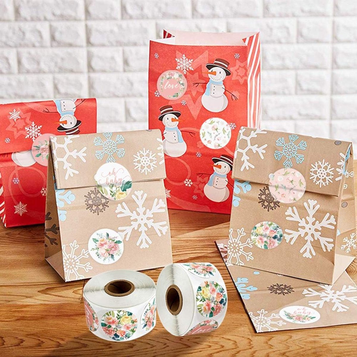 Label - 2 rolls (1000 pieces per roll) - Sealing sticker - Sealing sticker - Sticker - Flower stickers - Envelope sealing sticker - Gift sealing - Coded label stickers - self-adhesive labels - for gifts, wedding, birthday, party, packaging