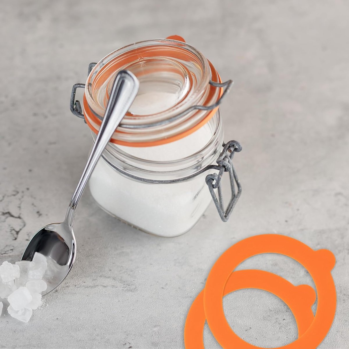 20 pieces - Sealing gasket - 95*70 mm - Silicone gaskets for jars - Replacement silicone rubber gaskets - replacement silicone rings - for sealing jars - for glass jar lids, food preservation - orange and white