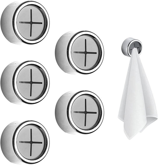 5 pieces - 42*22 mm - towel holders - self-adhesive round towel holders - towel hooks for wall mounting - no drilling required - push-in towel rack - for kitchen, bathroom, kitchen hooks - silver