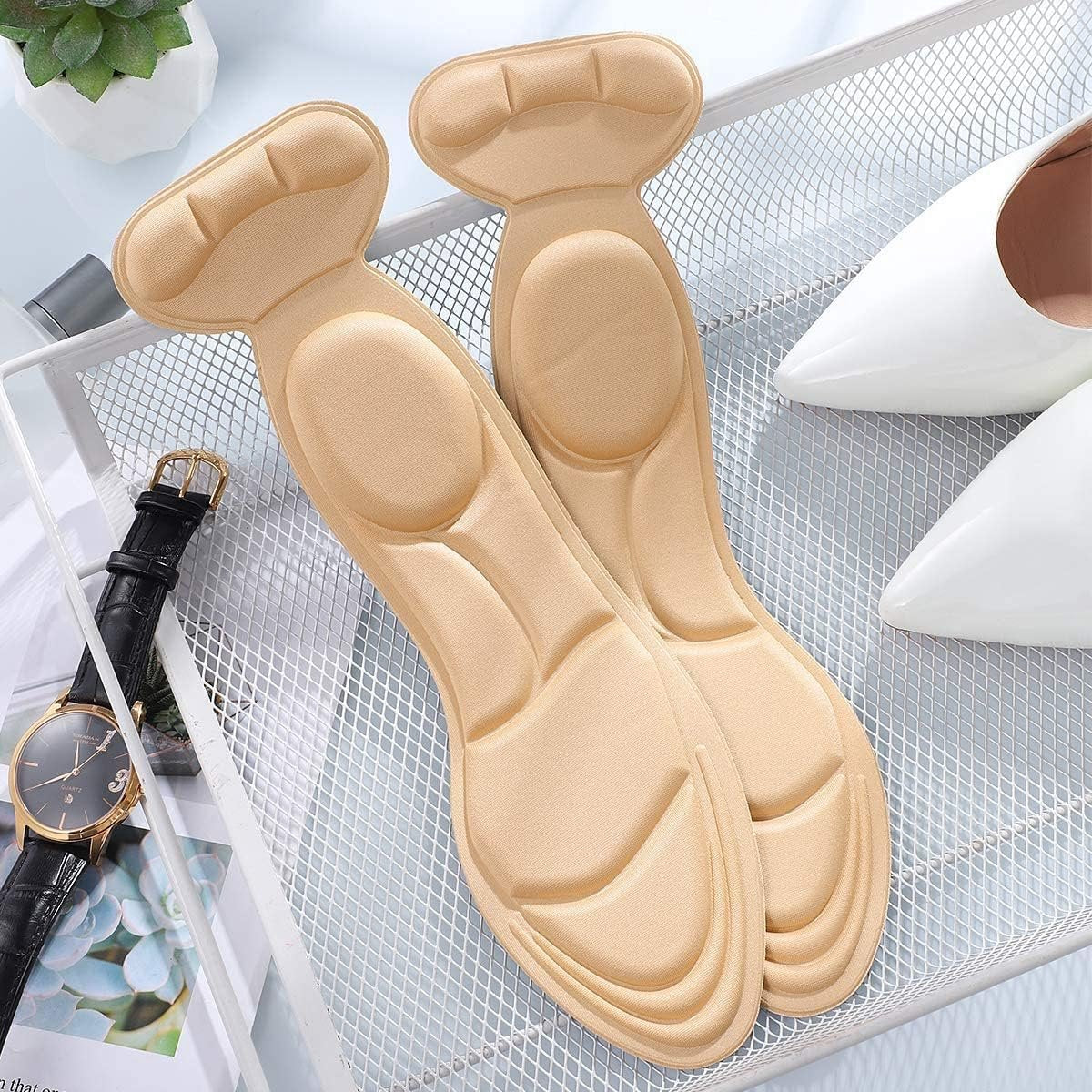 Shoe Insoles - Soft and Flexible Cushions - Heel Cushion - Anti-Friction - For high heels, loose shoes, metatarsal/arch pain, foot pain, heel pain, and bony protrusions - Heel Insoles - Women - One Size - Beige / Black / Grey