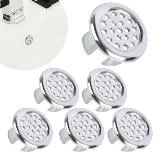 Washbasin Overflow Ring - 6 Pieces - Overflow Rings - Bathroom Overflow Ring - Sink Overflow - Drain Plug - Overflow Cover for Washbasin - Sink Overflow Ring - Round Hole Cover - Overflow Cover - For Sink, Washbasin and Kitchen
