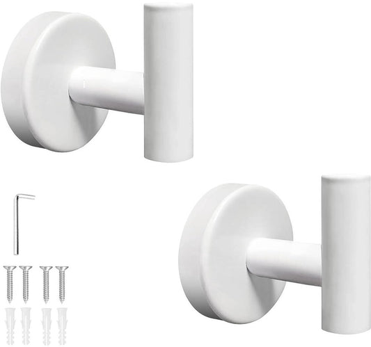 2 pieces - Towel hook - Hanging hooks - Hanging hooks - Bathroom towel hooks - Key hook - Clothes hook - Hat hook - Wall hooks - stainless steel hook - with screws - for bathroom, kitchen, garage, home, hotel, office - 5.5*6 cm - white