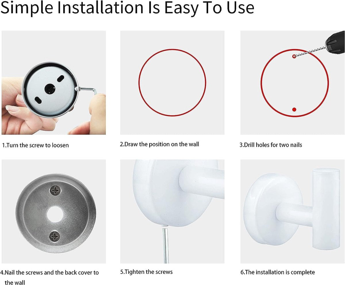 2 pieces - Towel hook - Hanging hooks - Hanging hooks - Bathroom towel hooks - Key hook - Clothes hook - Hat hook - Wall hooks - stainless steel hook - with screws - for bathroom, kitchen, garage, home, hotel, office - 5.5*6 cm - white