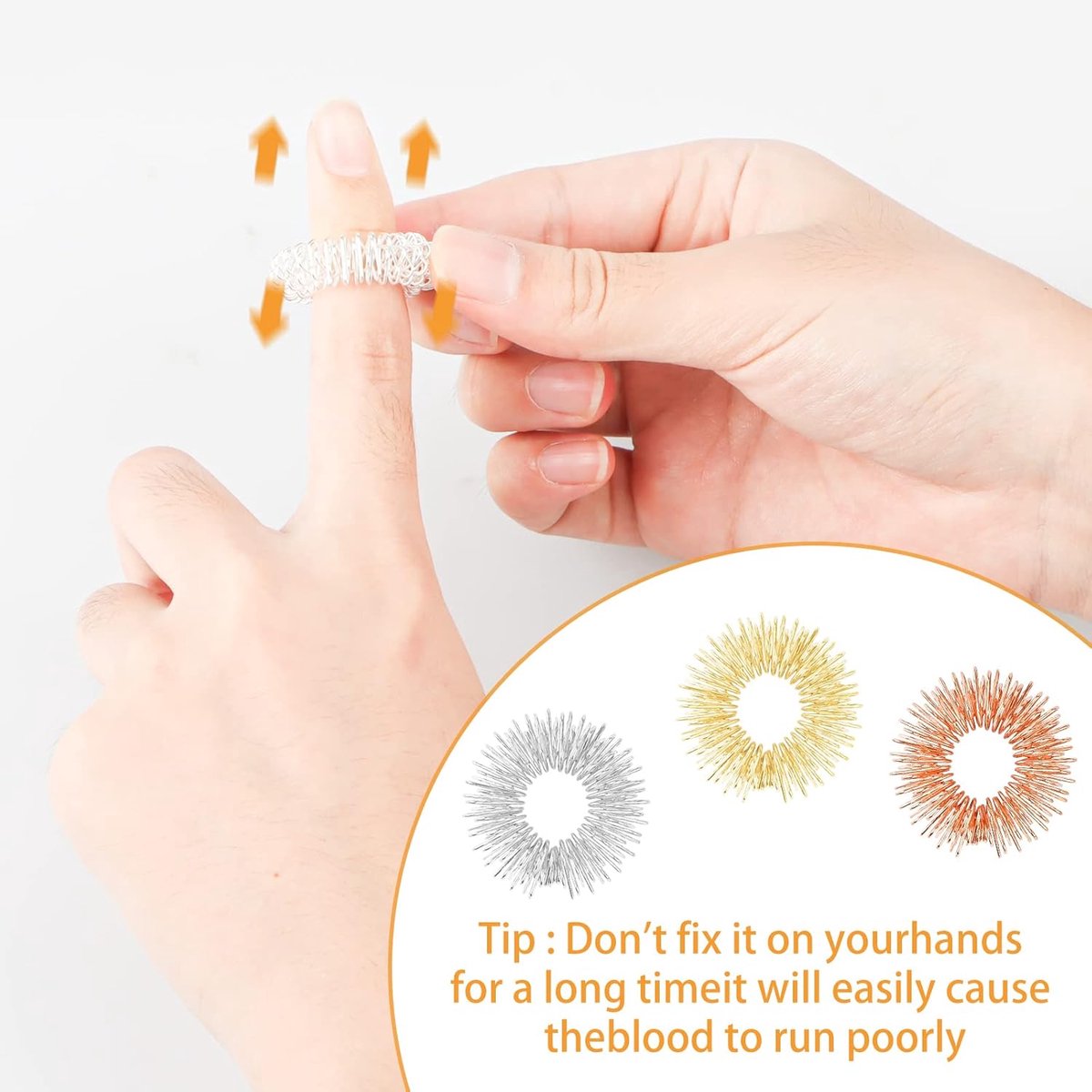 12 Finger Massage Rings - Finger Massage Rings - Acupressure Rings - Acupressure Rings - Finger Splints - Finger Massage Rings - For teenagers, adults - Relieves anxiety, relaxation - Massage improves blood circulation - One size