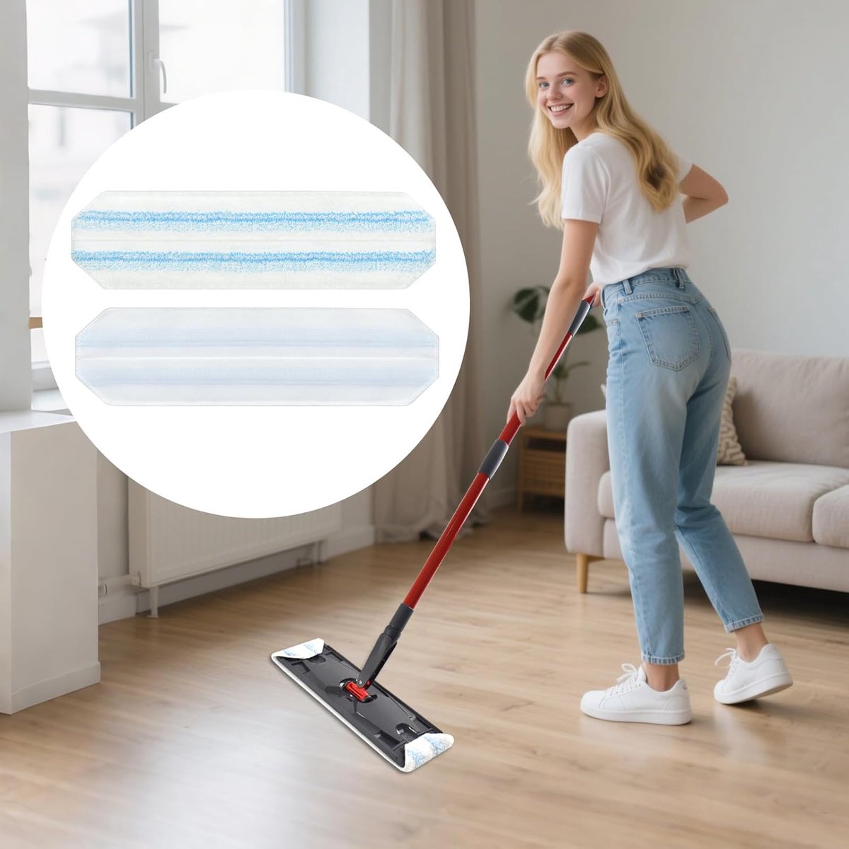 4 pack - Suitable for Vileda H2Pro Flatmop Replacement - Suitable for OCedar H2pro flatmop - For hard floors - mop head replacement - replacement microfiber mop heads - Machine washable - Reusable pad replacement - for deep cleaning