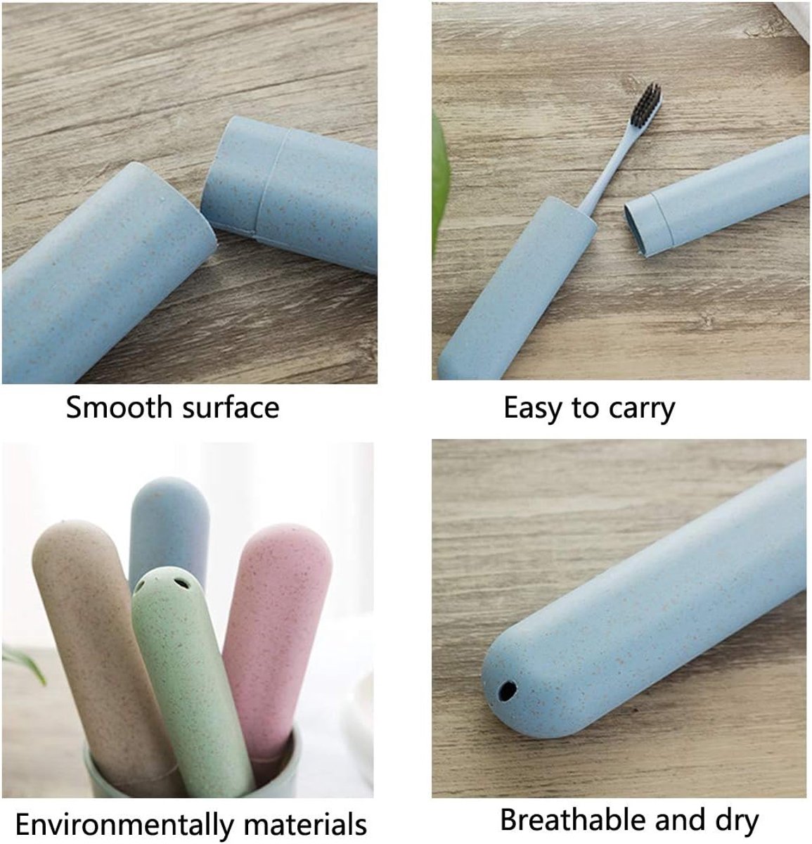 4 pieces - Toothbrush Case - Portable Toothbrush Box - Travel Toothbrush Box - Travel Toothbrush Bag - Toothbrushes Toothbrush Box - for travel, camping, school - blue, green, pink, beige