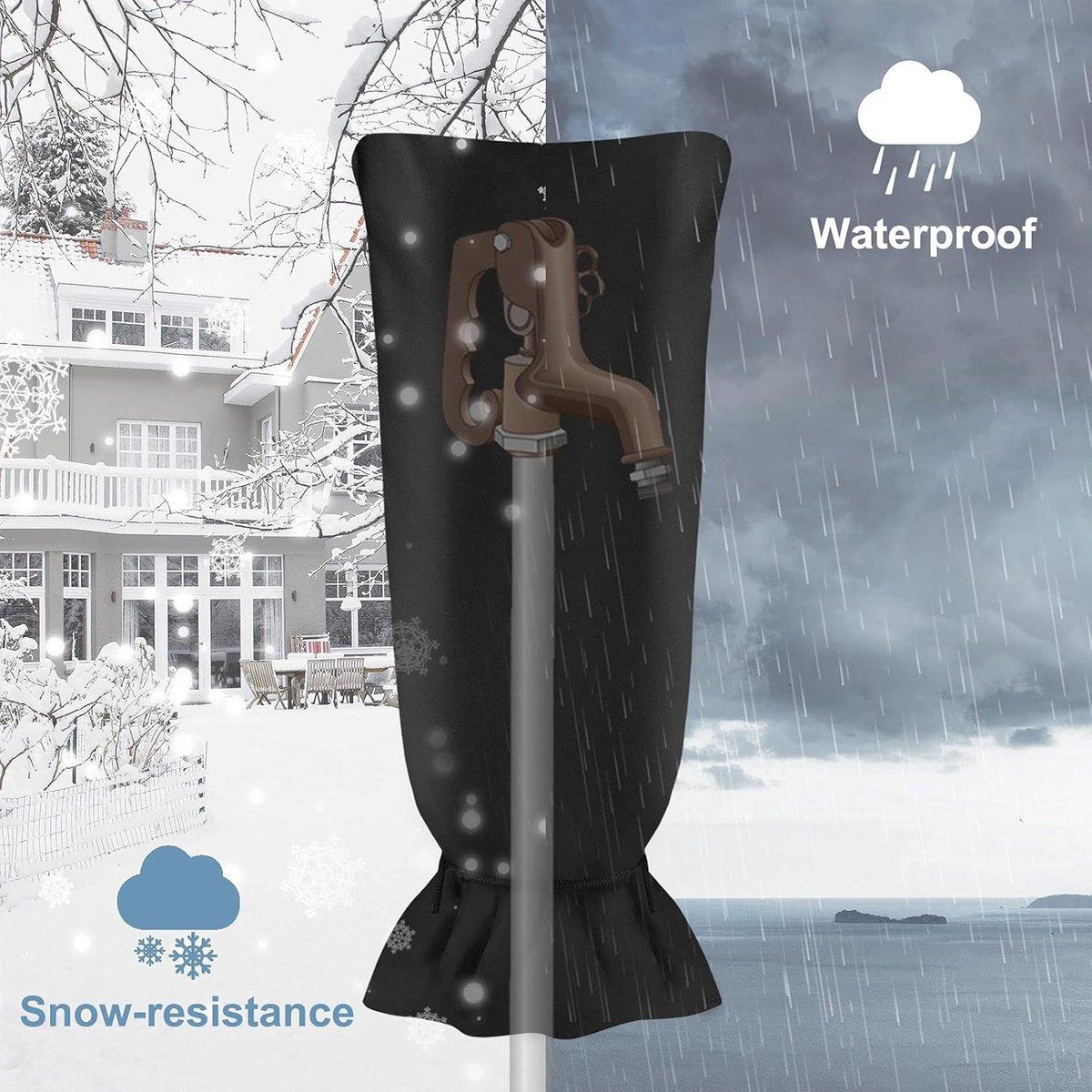 Frost Protection Cover - 51 × 20cm - Frost protection cover for tap - Tap Freeze Cover - Frost-free Outdoor Tap Protection Cover - Outdoor Tap Covers - Frost Protection - Outdoor Tap Cover - Frost Protection for Facade Taps - Frost Cover - Waterproof reus