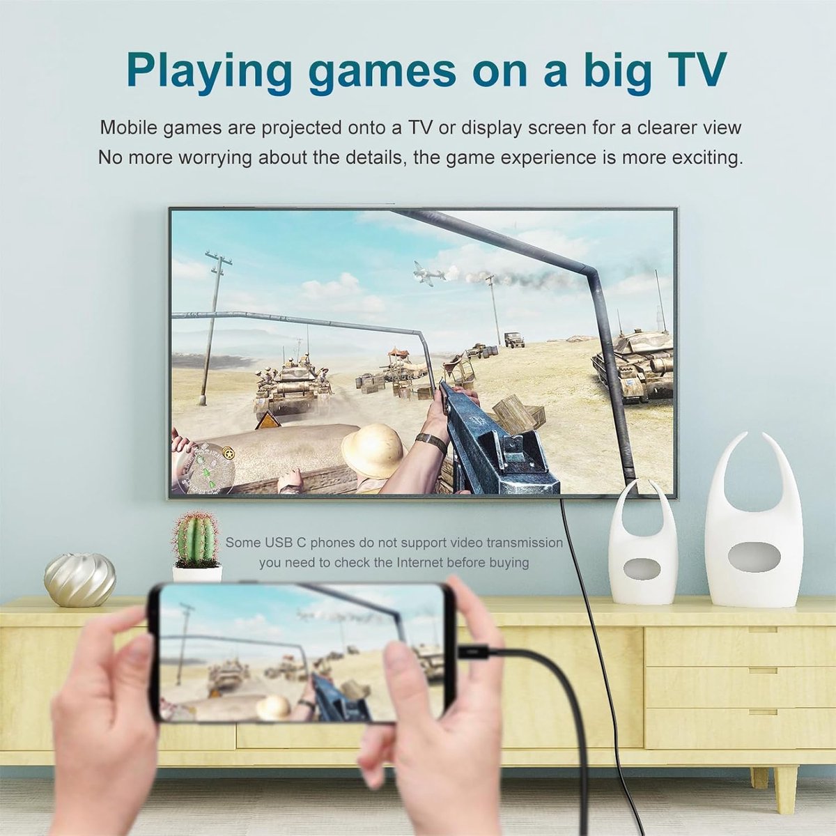 USB C to HDMI cable (6FT) - USB C HDMI cable - 4K Ultra HD, High-Speed - USB C HDMI cable - HDMI USB C cable - HDMI to USB C cable - USB Type C to HDMI cable for home office