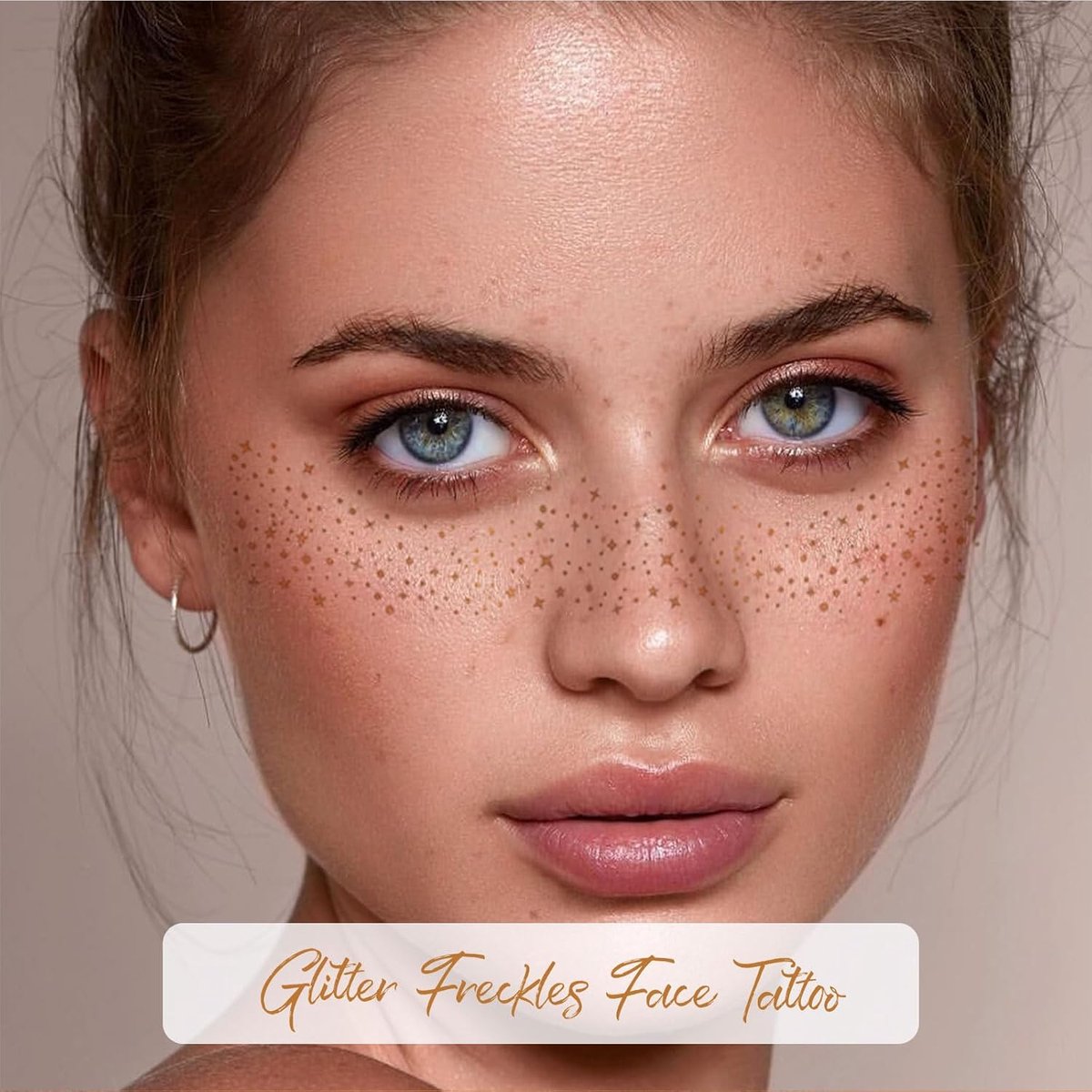 10 pieces - Temporary Glitter Face Tattoos - Glitter makeup stickers - Gold freckle face stickers - Self-adhesive Tattoos for Adults - Gold glitter freckle face stickers - Festival Glitters - Face stickers