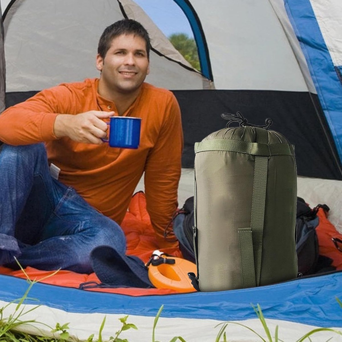 Compression bag - Sleeping bag compression bag - Sleeping bag storage bag - Storage bag - Backpacking storage bags - Portable sleeping bag storage bag - Lightweight backpack bag - Camping storage bag - for travel, camping and outdoor backpacking - Green -