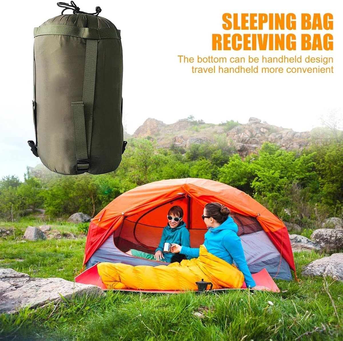 Compression bag - Sleeping bag compression bag - Sleeping bag storage bag - Storage bag - Backpacking storage bags - Portable sleeping bag storage bag - Lightweight backpack bag - Camping storage bag - for travel, camping and outdoor backpacking - Green -