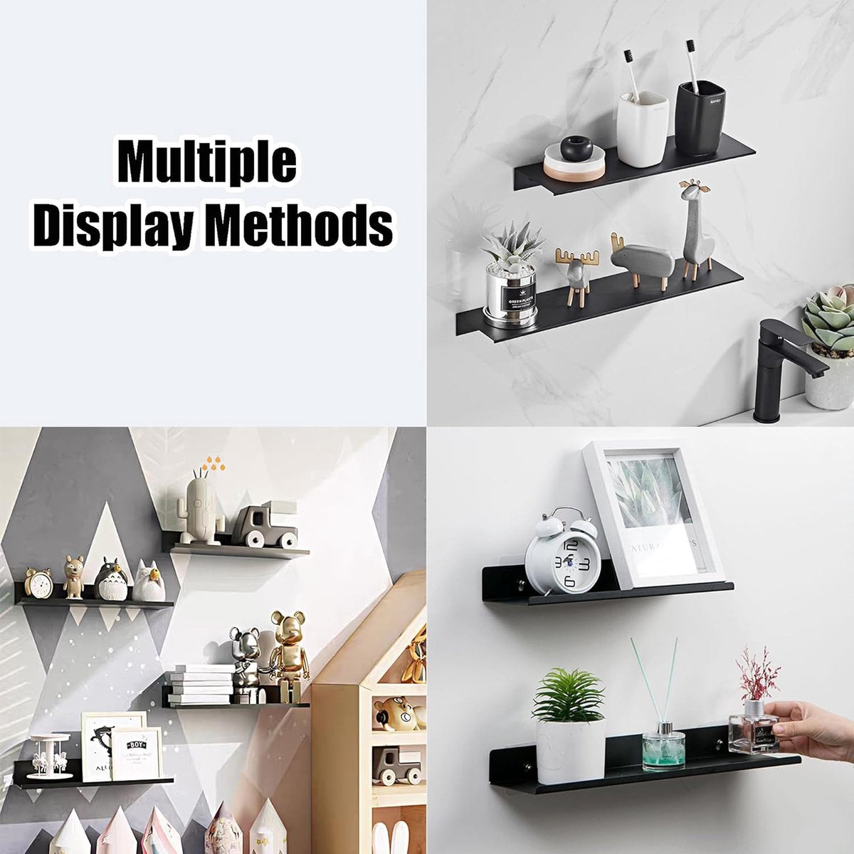 30*12*4 cm - Wall-mounted rack - Bathroom Shelves - Metal shelves - waterproof - small floating metal shelves - wall shelf - for bathroom, living room, bedroom, kitchen - with screws - black