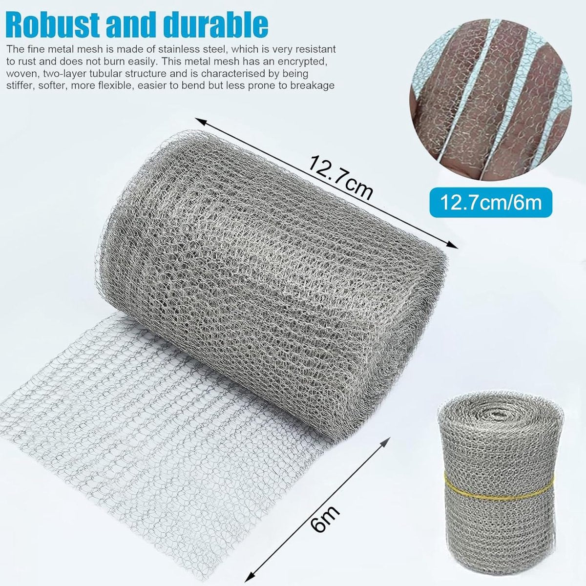 Stainless Steel Rodent Net - Pest Protection - 1 piece - 12.7 cm wide - 600 cm long