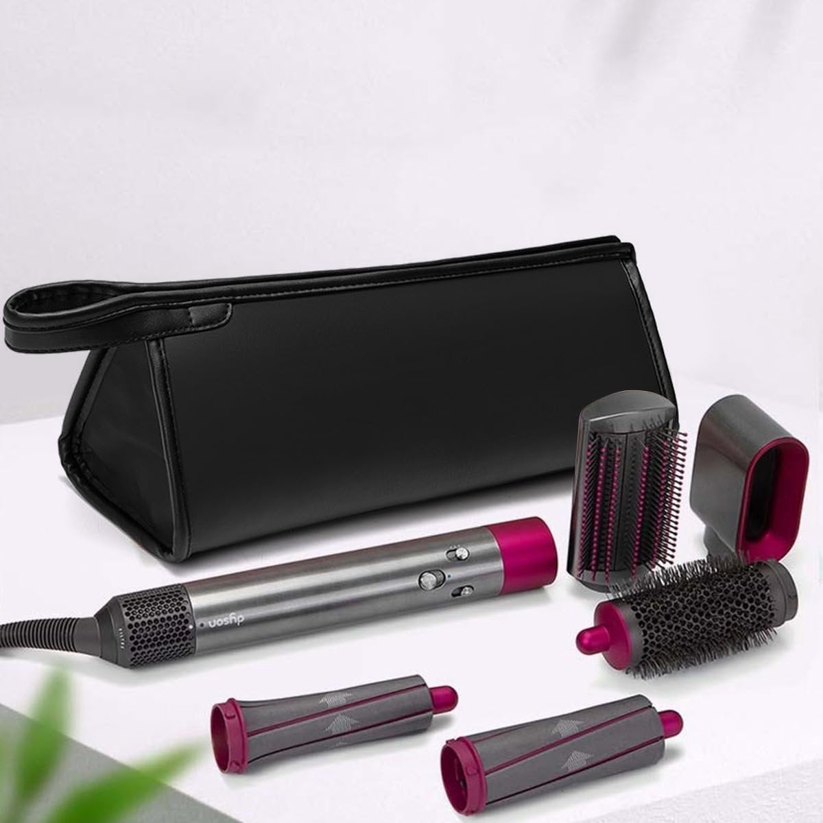 Suitable Travel Case - 1 piece - Organizer - Storage Bag - Travel Bag - Travel Pouch - PU Leather - Waterproof Hair Dryer Bag - Portable Hair Dryer Bag - For curling iron, comb, curling iron and hair dryer - Suitable for Dyson Supersonic and accessories -
