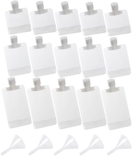 20 pieces - Travel-size Toiletries Bag - Travel Toiletries Containers - travel containers - refillable travel bottles - for cosmetics, lotions, shower gels, shampoos, travel essentials - 100 ml, 50 ml, 30 ml - with portable funnel - transparent