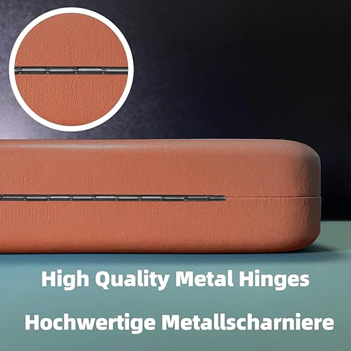 Hard glasses case - PU leather glasses case - Wearable protection - Cover - Leather glasses case - Black - 16 x 6.4 x 3.6 cm