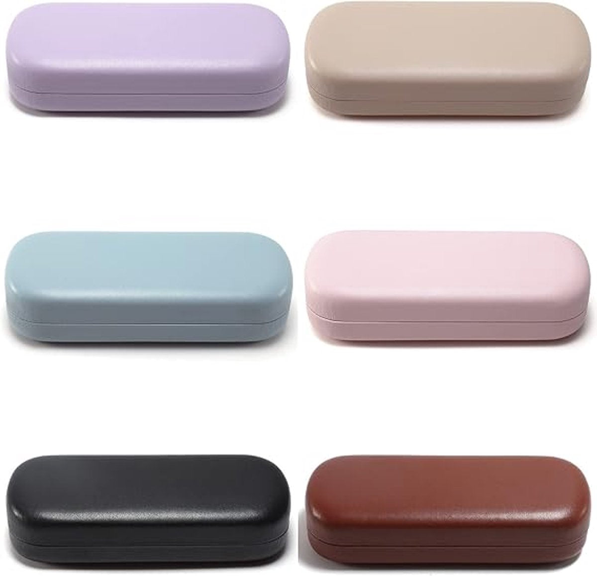Hard glasses case - PU leather glasses case - Wearable protection - Cover - Leather glasses case - Black - 16 x 6.4 x 3.6 cm