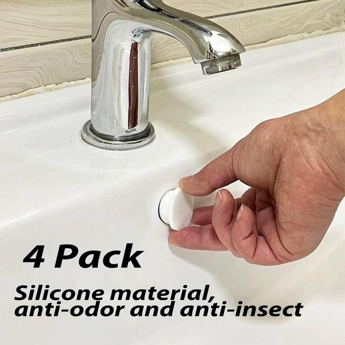Washbasin Overflow Ring - 4 Pieces - Overflow Rings - Bathroom Overflow Ring - Sink Overflow - Drain Plug - Overflow Cover for Washbasin - Sink Overflow Ring - Round Hole Cover - Overflow Cover - For Sink, Washbasin and Kitchen