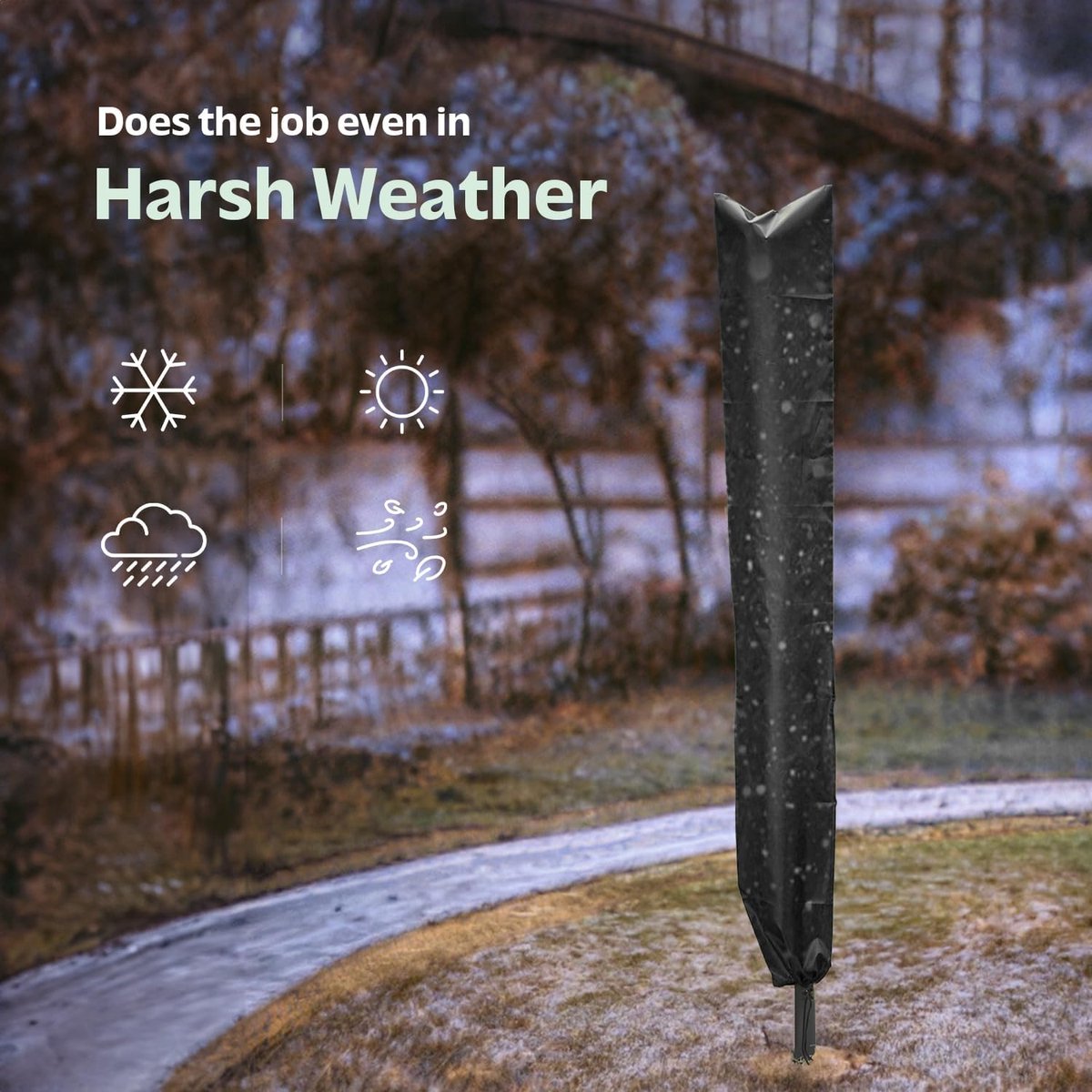 Dryer Cover - 2 Pieces - Rotating Clothesline Cover Waterproof Fabric - 165x16x16 cm - Universal Dryer Cover - Protective Cover - Heavy Duty Rotating Clothesline Cover with Zipper - Protective Weatherproof Parasol Cover for Garden Dryer and Drying Rack
