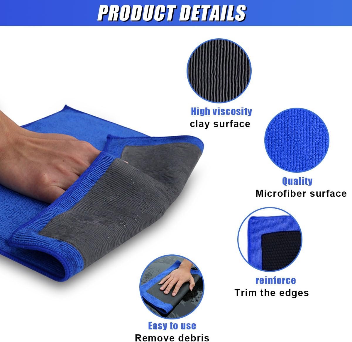 Car clay cloth - Car wash towel - Car cleaning towel - Clay bar - Clay towel - Clay bar towel - Car cleaning - detailing cloth - perforated polishing cloth - cleaning cloth - for car detailing, car cleaning, disinfection - 30*30 cm - blue
