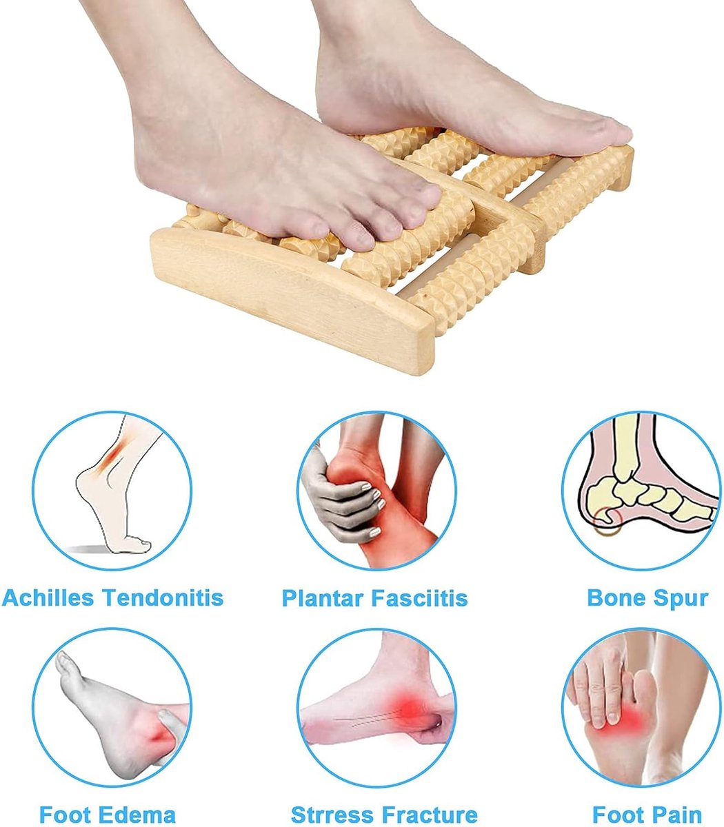 Foot Massager - Wooden Foot Massager - Foot Massager - Foot Massager Roller - Pain and Plantar Fasciitis, Massage Tools for Women and Men
