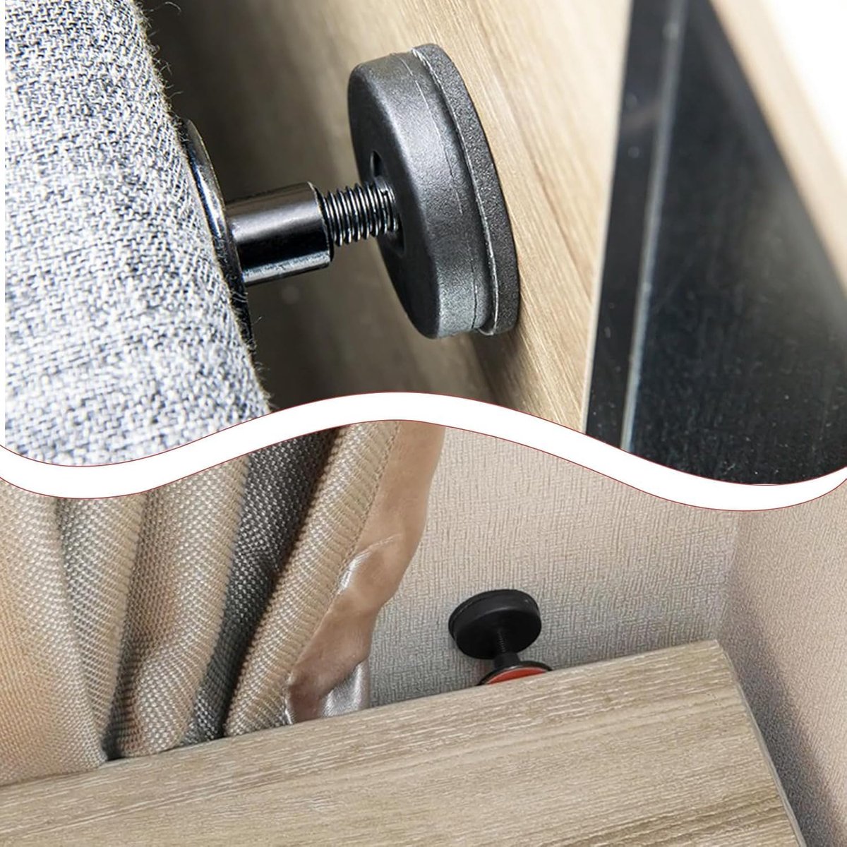 4 pieces - Headboard stoppers - Furniture legs - Bedside fixer - Headboard fixings - Adjustable - 27-40 mm - sofa support stoppers - Anti-sway wall protection - Bed stopper - Furniture protector - floor protectors - Reduces noise - black
