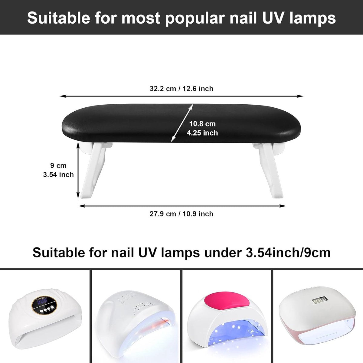Nail Armrest - foldable - Nail Stylist Armrest - PU leather nail hand rest - with table mat - for nail technology - Nail Cushion - nail hand cushion for manicure salon use - Manicure pads - Manicure Cushion - Nail armrest cushion - Black