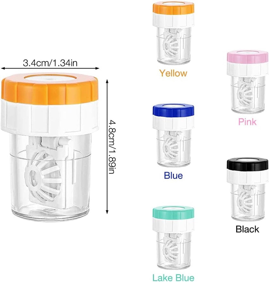 Lens case - 4 pieces - Contact lens holder - lens cleaning container - portable contact lens cleaner - contact lens cleaner - contact lens container cleaner - contact lens case - plastic - Manual contact lens cleaner - Travel storage set