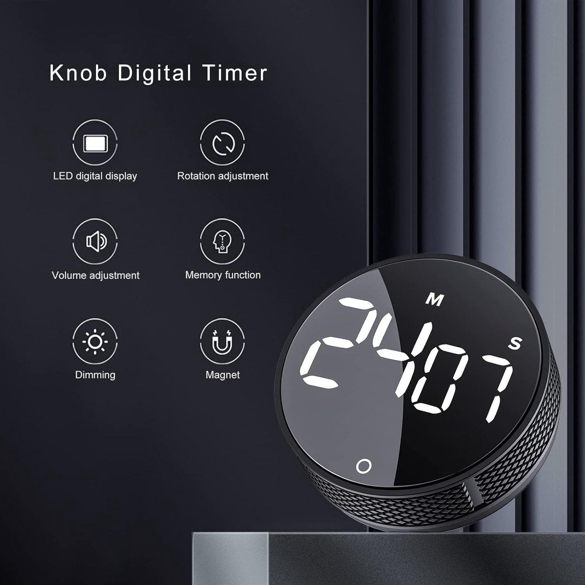 Timers - Digital timer - Magnetic digital kitchen timer - Kitchen timer - Count up/Count down - egg timer - magnetic kitchen timer - adjustable rotating - adjustable volume - for cooking, baking, kitchen, fitness, yoga, studying, meetings - black
