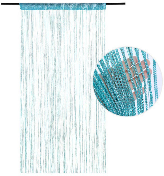 99*199 cm - Fly curtain - Screen door - Door curtain - Window decoration - with tassels - wardrobe curtain - door cord - curtains - mosquito net - for doorway, interior decoration - blue